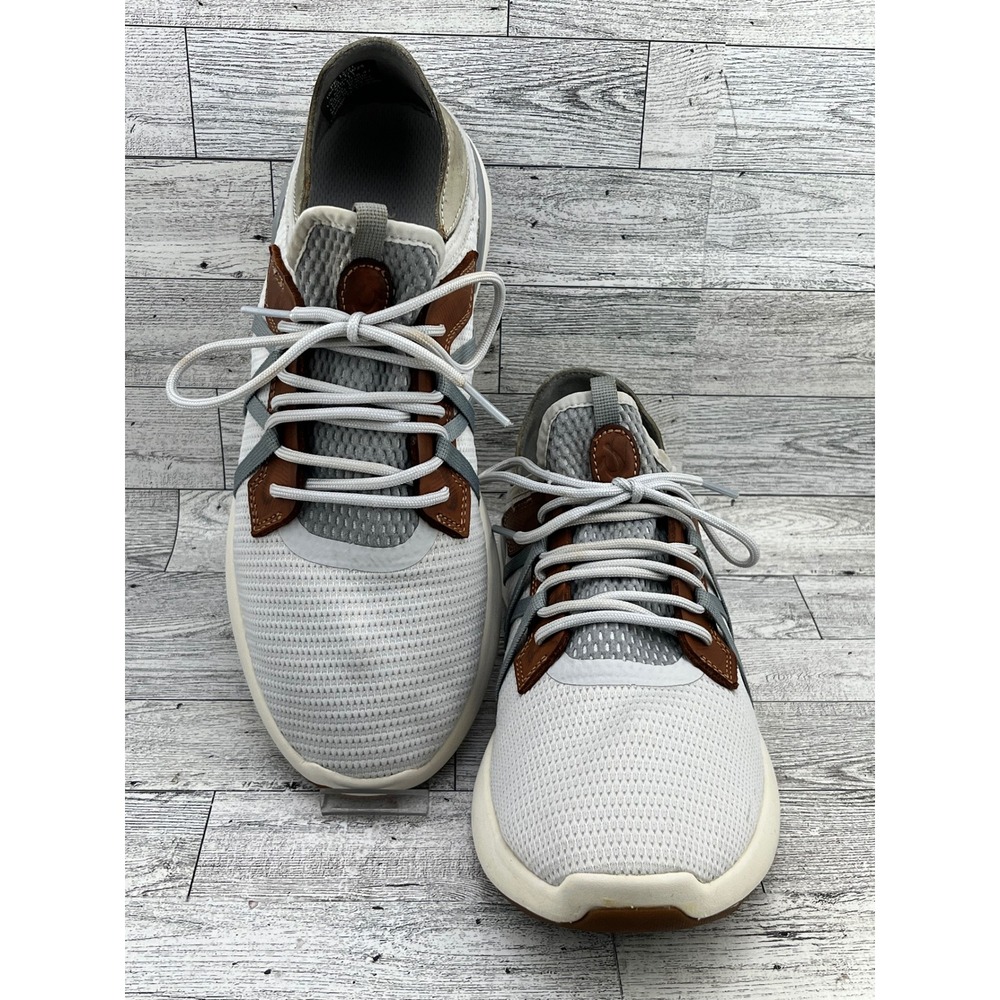 OluKai Mio Li Men Fog Dark Wood Mesh Leather Sneakers 10440-DW25 Size‎ 10
